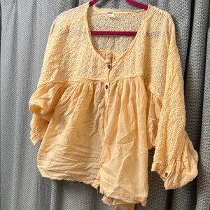 Free people boho peach colored Eyelet Top